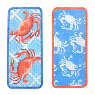 Two Blue Crabs Eyeglasses Case Painted Canvas Kirk & Bradley 
