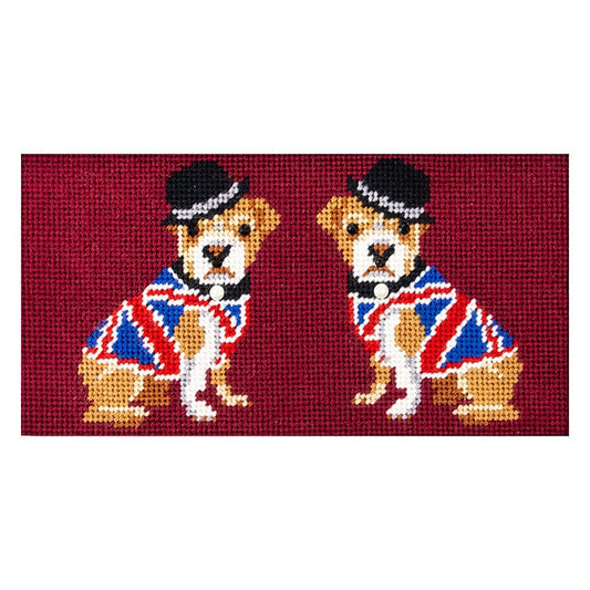 Two Bulldogs Clutch Insert Printed Canvas Needlepoint To Go 