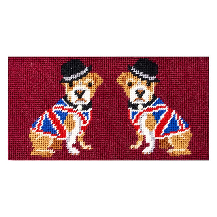 Two Bulldogs Clutch Insert Printed Canvas Needlepoint To Go 
