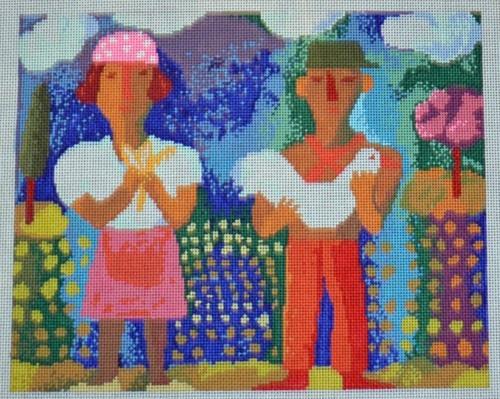 Two Farmers Painted Canvas Birds of a Feather  - 1