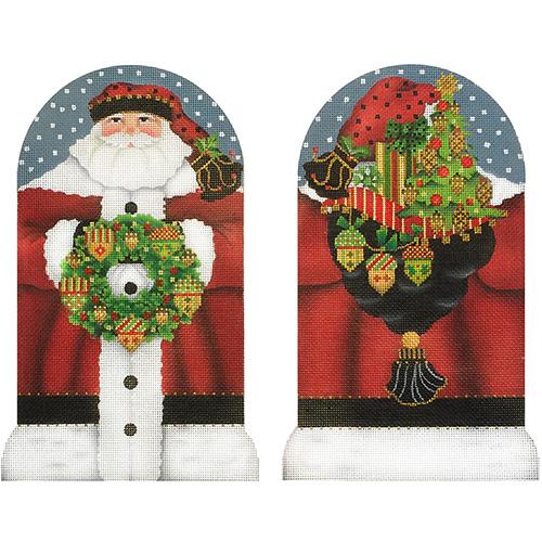 Two Sided Acorn Santa Painted Canvas Melissa Shirley Designs 
