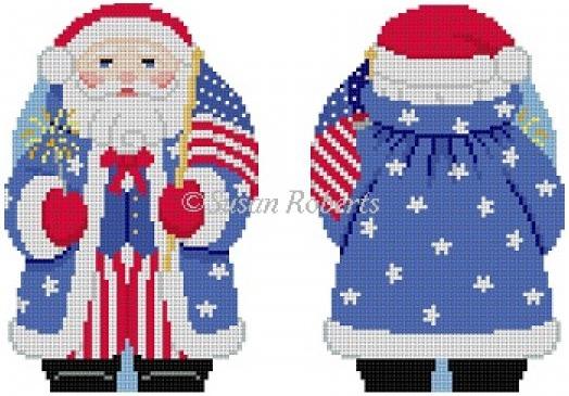 Two sided Patriotic Santa Painted Canvas Susan Roberts Needlepoint Designs, Inc. 