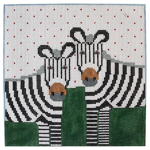 Two Zebras Pillow Painted Canvas Kathy Schenkel Designs 