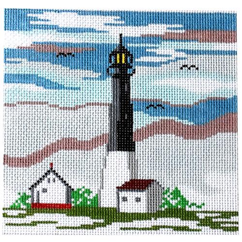 Tybee Island, GA Lighthouse Painted Canvas Silver Needle  - 1