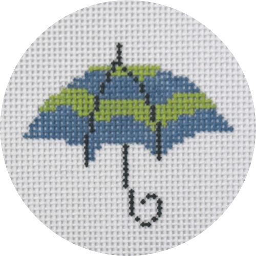 Umbrella Blue & Green Stripe Painted Canvas Pippin 