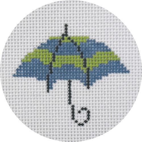 Umbrella Blue & Green Stripe Painted Canvas Pippin  - 1