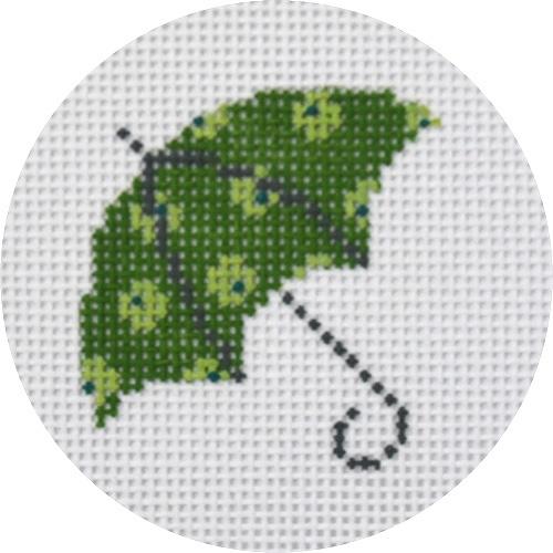 Umbrella Green Dots Painted Canvas Pippin  - 1