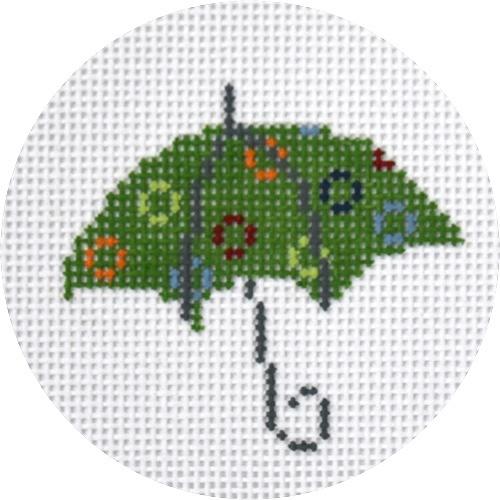 Umbrella Green Multi Dots Painted Canvas Pippin  - 1