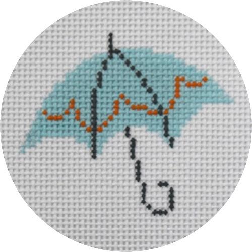 Umbrella Orange Scallops Painted Canvas Pippin  - 1