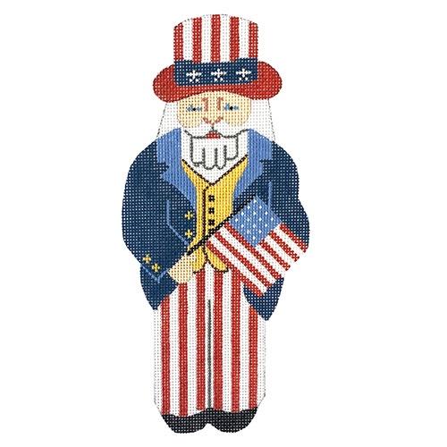Uncle Sam Ornament Painted Canvas Silver Needle  - 1