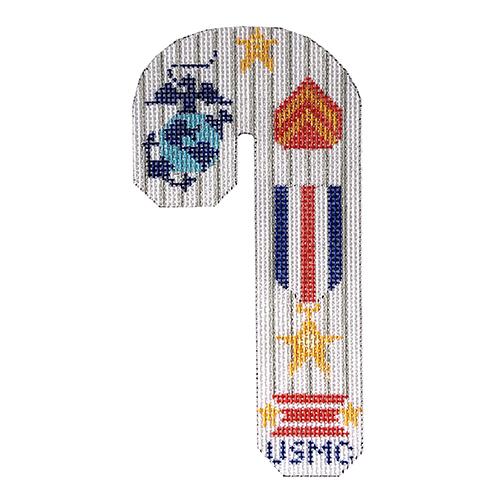 US Marine Corps Candy Cane Painted Canvas Danji Designs  - 1