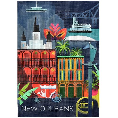 USA Poster New Orleans Painted Canvas Painted Pony Designs  - 1