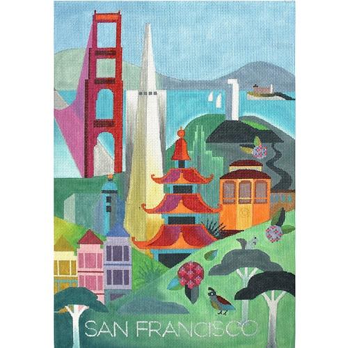 USA Poster San Francisco Painted Canvas Painted Pony Designs 