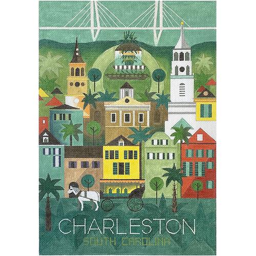 USA Travel Poster   Charleston SC Painted Canvas Painted Pony Designs 

