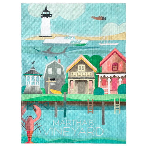 USA Travel Poster   Martha's Vineyard Painted Canvas Painted Pony Designs  - 1