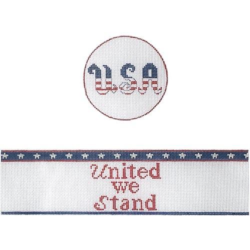 USA United Hinged Box with Hardware Painted Canvas Funda Scully  - 1