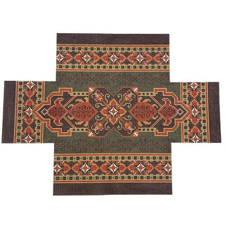 Ushak Brick Cover in Green and Brown Painted Canvas CanvasWorks 
