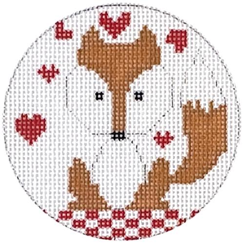 Valentine Cutie   Fox with Stitch Guide Painted Canvas The Princess & Me  - 1