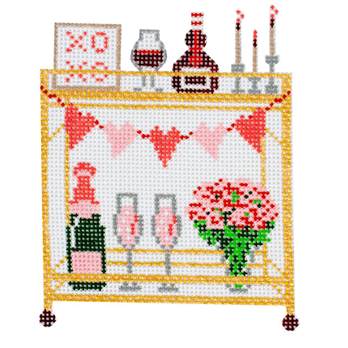 Valentine's Bar Cart Painted Canvas Morgan Julia Designs 