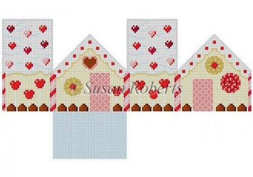 Valentine's Mini-House Painted Canvas Susan Roberts Needlepoint Designs, Inc. 
