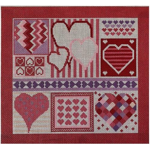 Valentines with Stitch Guide Painted Canvas A Stitch in Time 