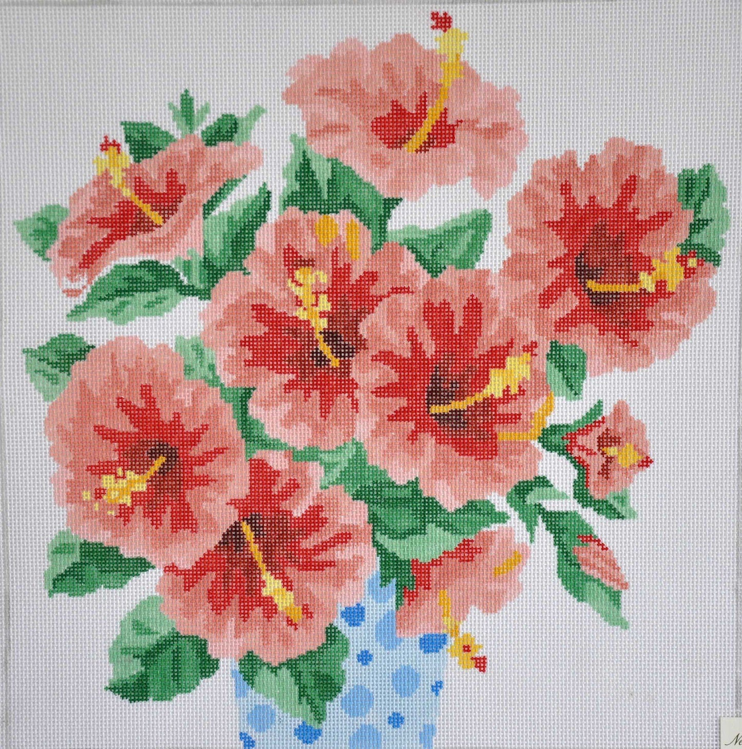Vase of Hibiscus Painted Canvas Jean Smith 