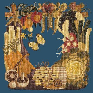 Vegetables Needlepoint Kit Kits Elizabeth Bradley Design Dark Blue 
