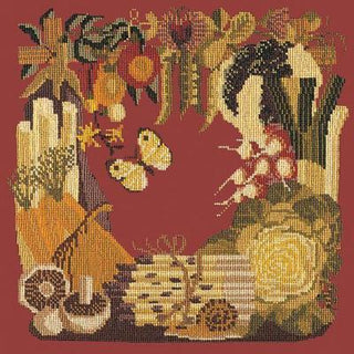 Vegetables Needlepoint Kit Kits Elizabeth Bradley Design Dark Red 
