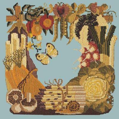 Vegetables Needlepoint Kit Kits Elizabeth Bradley Design Pale Blue 