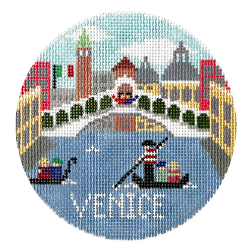Venice Round Painted Canvas Doolittle Stitchery  - 1