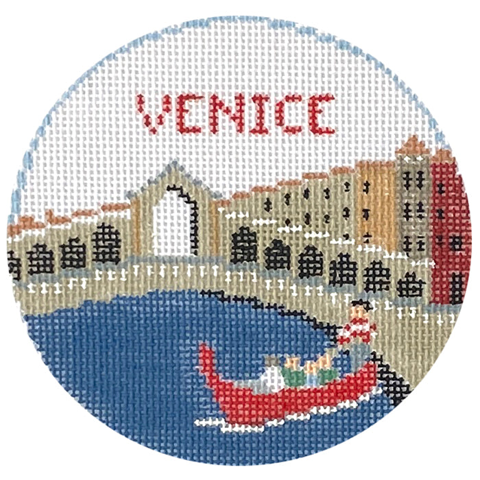 Venice Round Painted Canvas Kathy Schenkel Designs  - 1