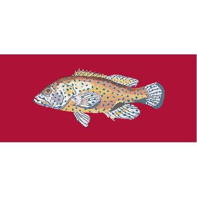 Vermillion Seabass Needlepoint Kit Kits Elizabeth Bradley Design Bright Red 

