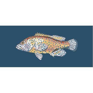 Vermillion Seabass Needlepoint Kit Kits Elizabeth Bradley Design Dark Blue 
