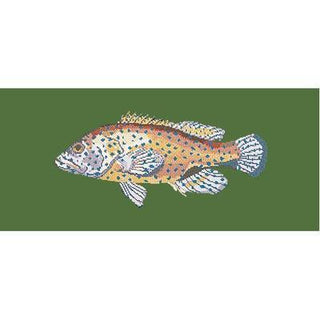 Vermillion Seabass Needlepoint Kit Kits Elizabeth Bradley Design Dark Green 

