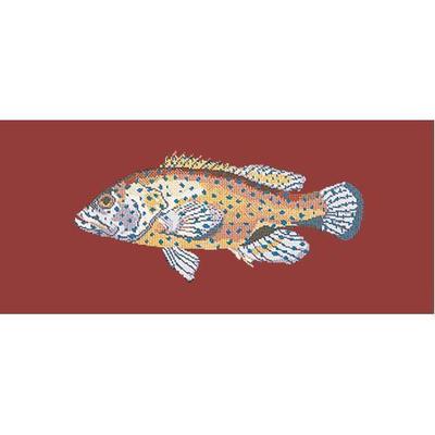 Vermillion Seabass Needlepoint Kit Kits Elizabeth Bradley Design Dark Red 

