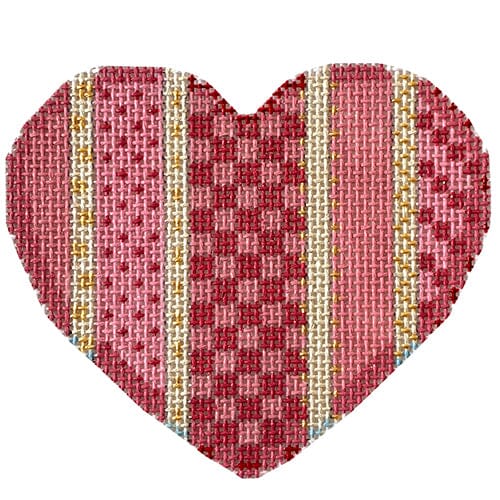 Vertical Checks and Dots Heart Painted Canvas Whimsy & Grace 