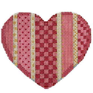 Vertical Checks and Dots Heart Painted Canvas Whimsy & Grace 
