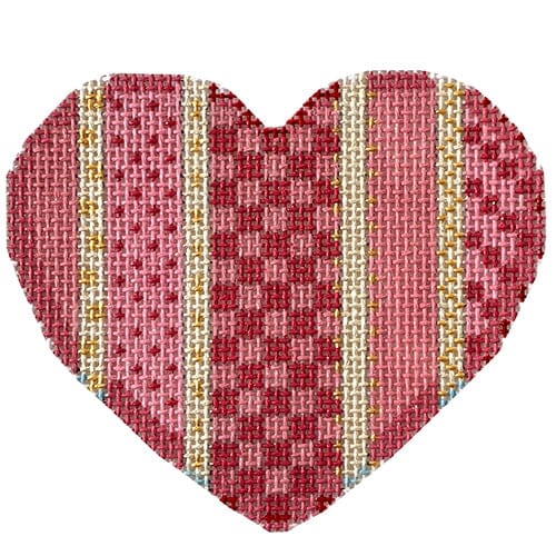 Vertical Checks and Dots Heart Painted Canvas Whimsy & Grace 
