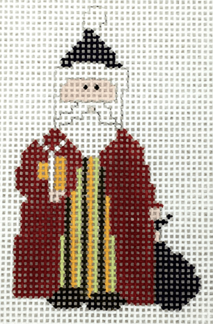 Vertical Stripe Santa Painted Canvas Pippin  - 1