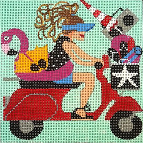 Vespa  Beach Baby Painted Canvas Melissa Prince Designs  - 1