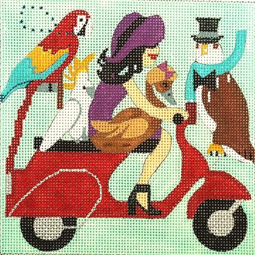 Vespas  Glamour Bird Rescue Painted Canvas Melissa Prince Designs  - 1