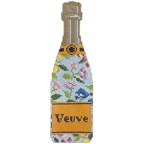 Veuve   Blue Floral Champagne Painted Canvas C'ate La Vie 
