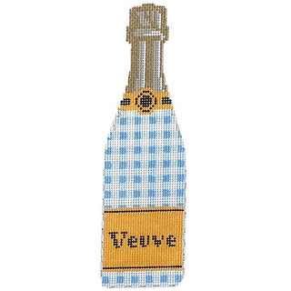 Veuve   Blue Gingham Champagne Painted Canvas C'ate La Vie 
