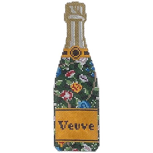 Veuve   Green Floral Champagne Painted Canvas C'ate La Vie 

