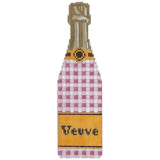 Veuve   Pink Gingham Champagne Painted Canvas C'ate La Vie 
