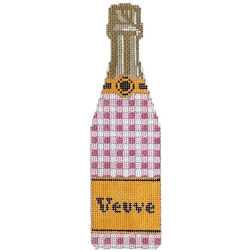 Veuve   Pink Gingham Champagne Painted Canvas C'ate La Vie 
