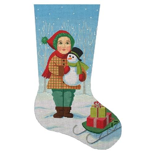 Victorian Boy Stocking Painted Canvas Labors of Love Needlepoint  - 1