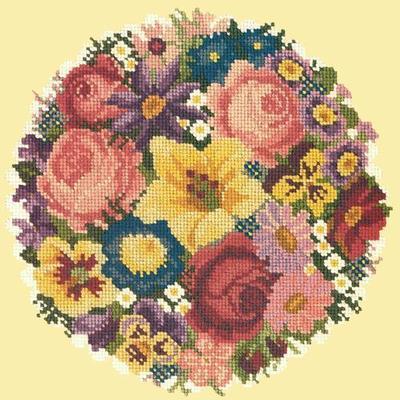 Victorian Posy Needlepoint Kit Kits Elizabeth Bradley Design Butter Yellow 
