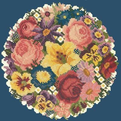 Victorian Posy Needlepoint Kit Kits Elizabeth Bradley Design Dark Blue 