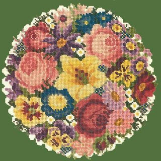 Victorian Posy Needlepoint Kit Kits Elizabeth Bradley Design Dark Green 

